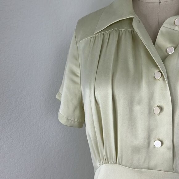 J Crew X Eveliina Vintage Limited Edition Helmi Silk Button Mint Dress - Picture 7 of 15